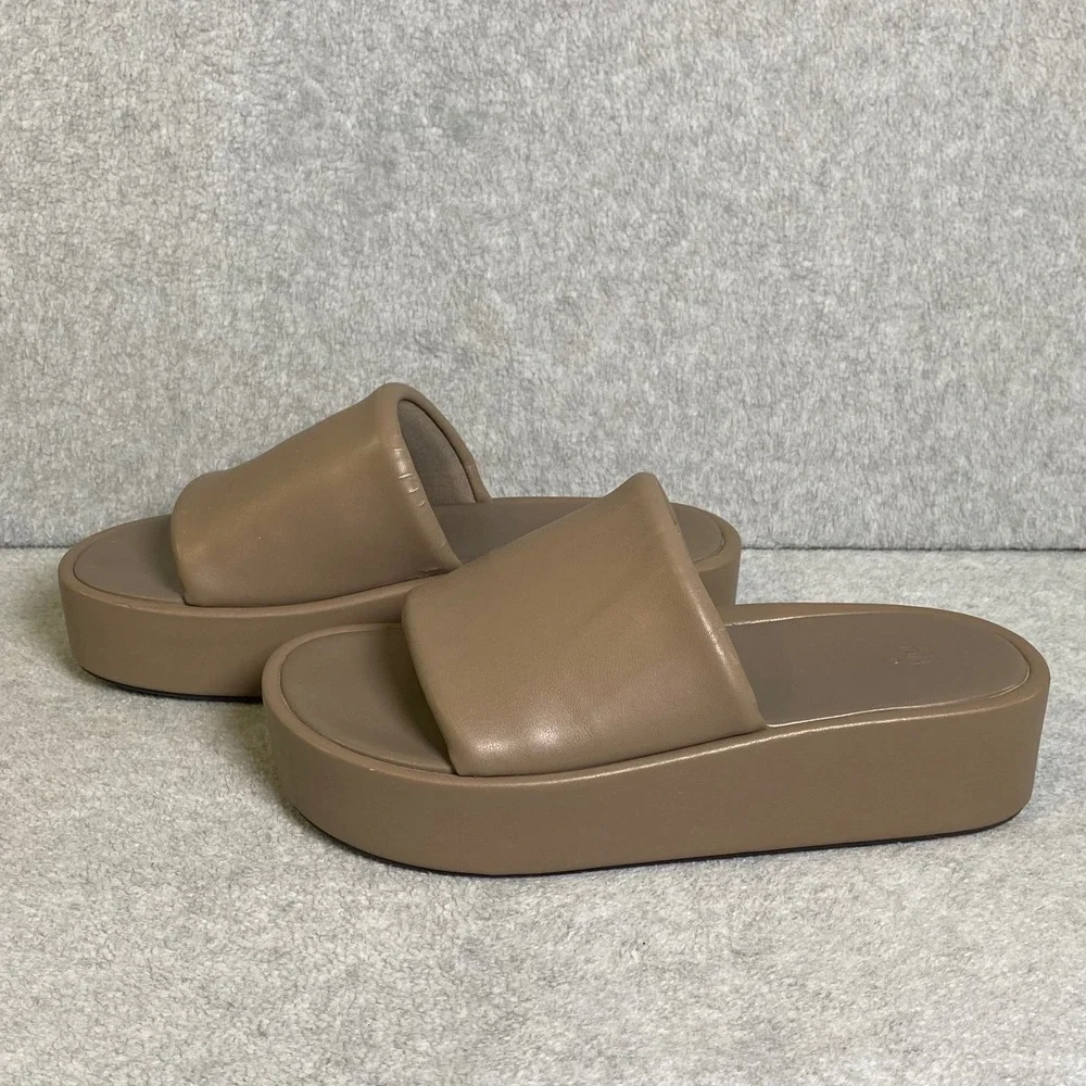 H&M Platform Slide Sandals Women's Size 40 US 9‎ Taupe Brown Padded Chunky EUC